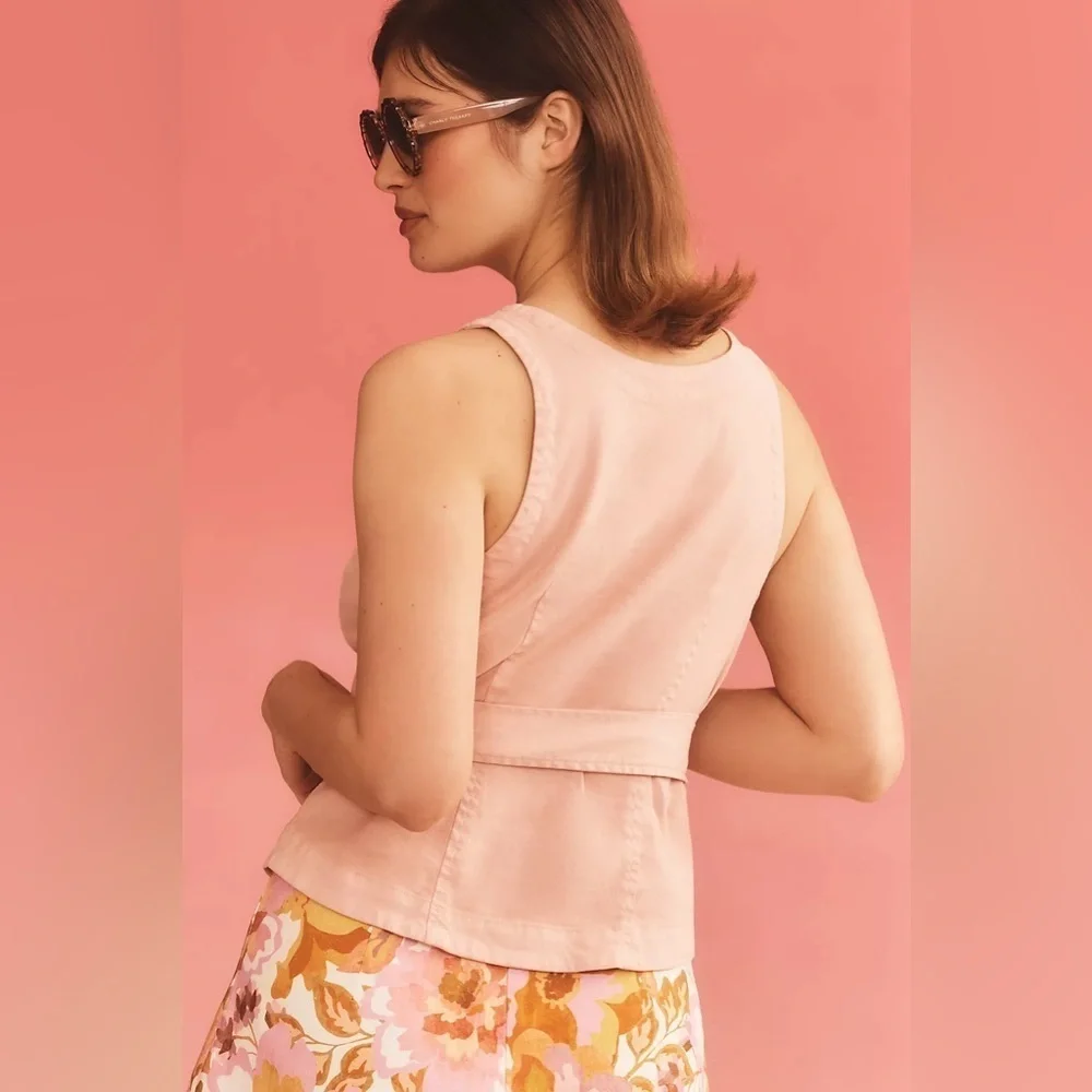 NWT Size XL - By Anthropologie Tie-Front Tank - Picture 2 of 15